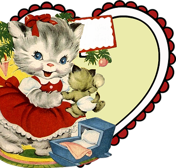 Vintage Kitten Playing Dress Up PNG image