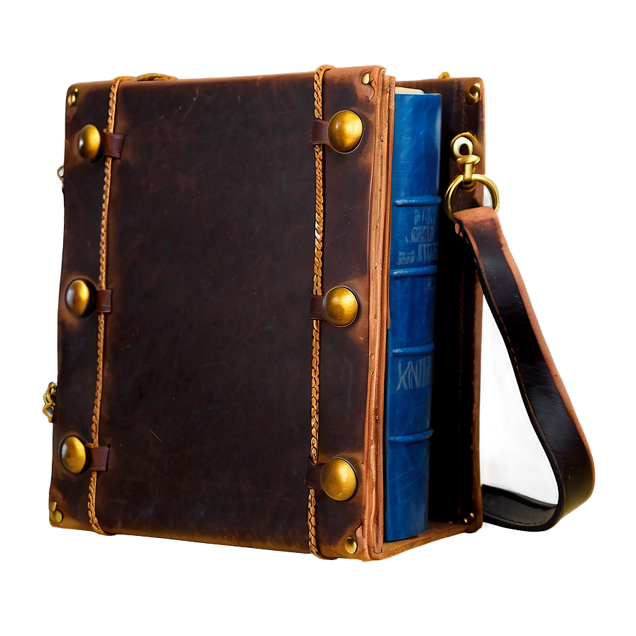 Vintage Leather Book Bag Png Xwh PNG image