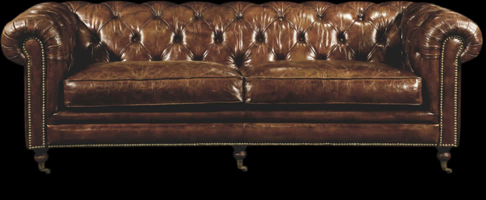 Vintage Leather Chesterfield Sofa PNG image