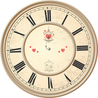 Vintage Love Themed Clock PNG image