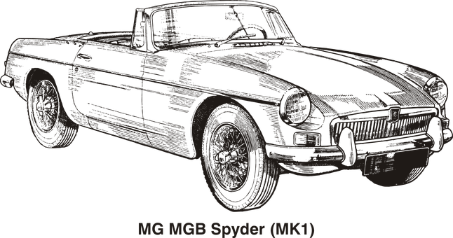 Vintage M G M G B Spyder Outline PNG image