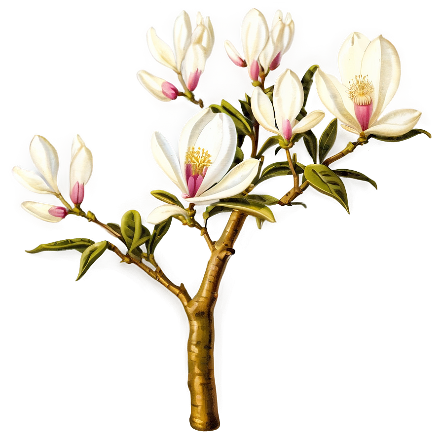 Vintage Magnolia Tree Illustration Png 06212024 PNG image