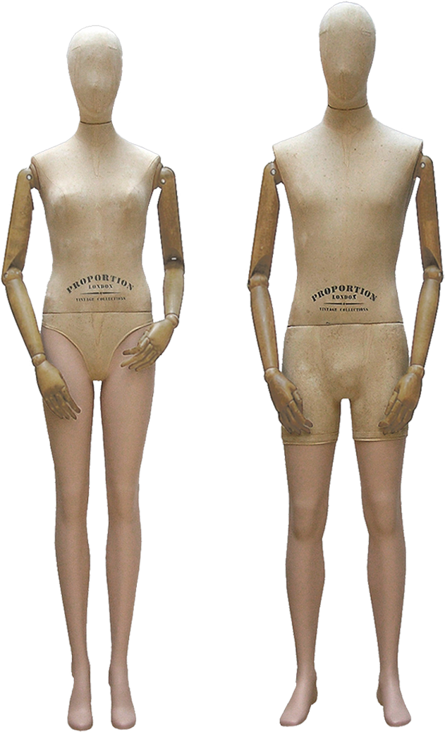 Vintage Mannequins Standing Pose PNG image