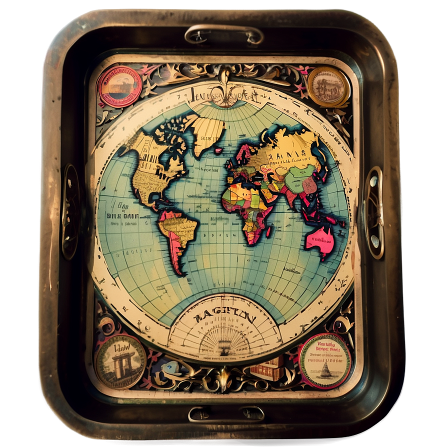 Vintage Map Tray Png 06212024 PNG image