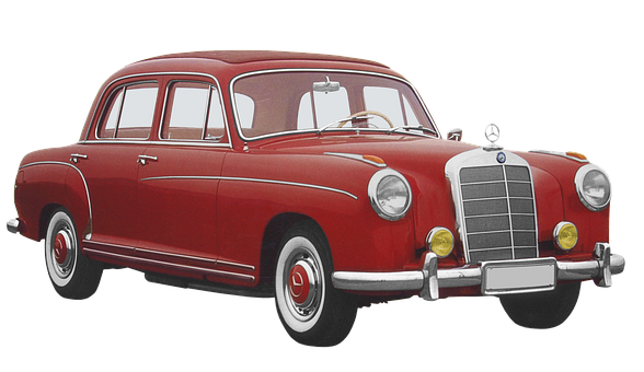Vintage Mercedes Benz Red Sedan PNG image