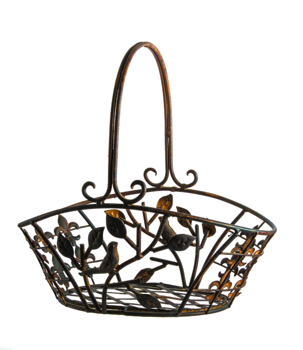 Vintage Metal Fruit Basket PNG image