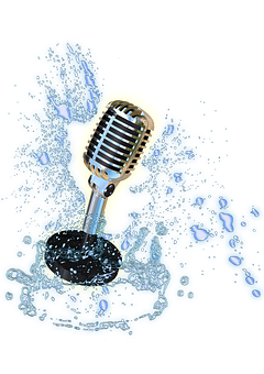 Vintage Microphone Water Splash PNG image