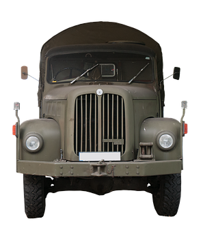 Vintage Military Truck Front View PNG image
