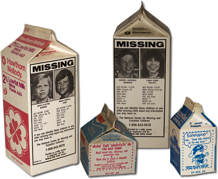 Vintage Missing Children Milk Cartons PNG image