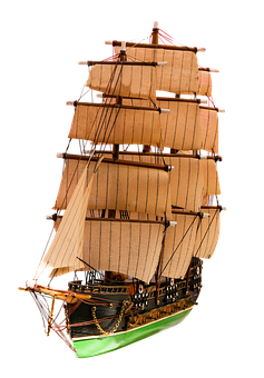 Vintage Model Sailing Ship PNG image