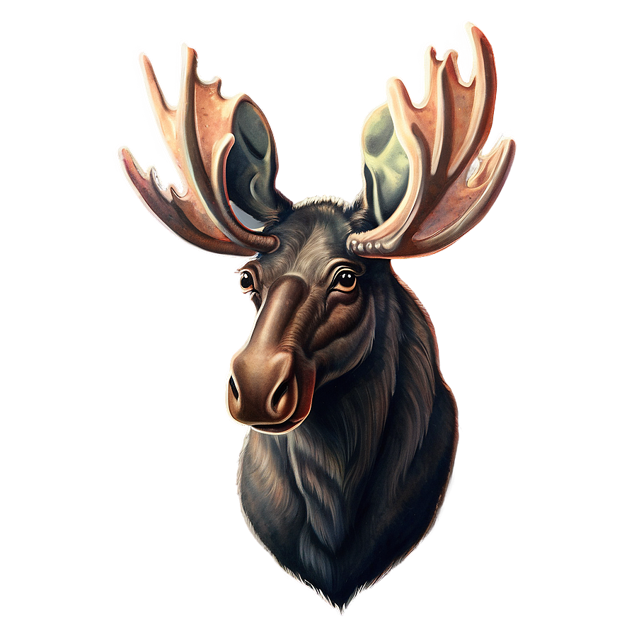 Vintage Moose Illustration Png 05242024 PNG image