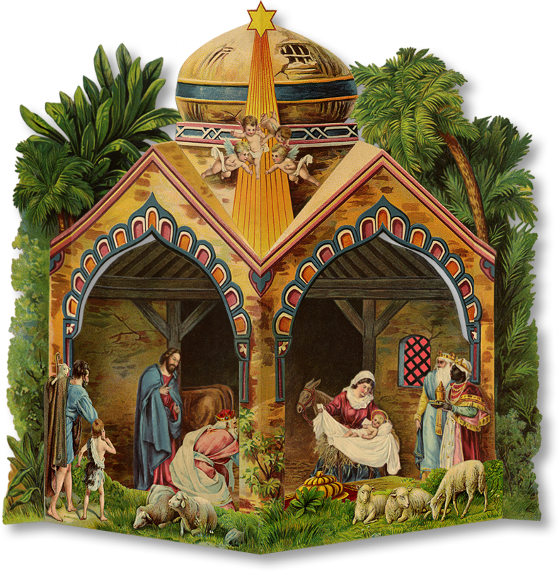 Vintage Nativity Scene Illustration PNG image