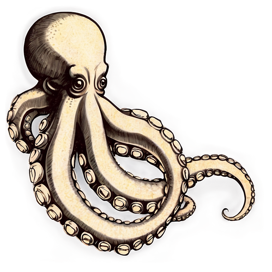 Vintage Octopus Sketch Png Wsm35 PNG image