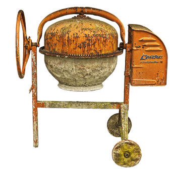 Vintage Orange Concrete Mixer PNG image