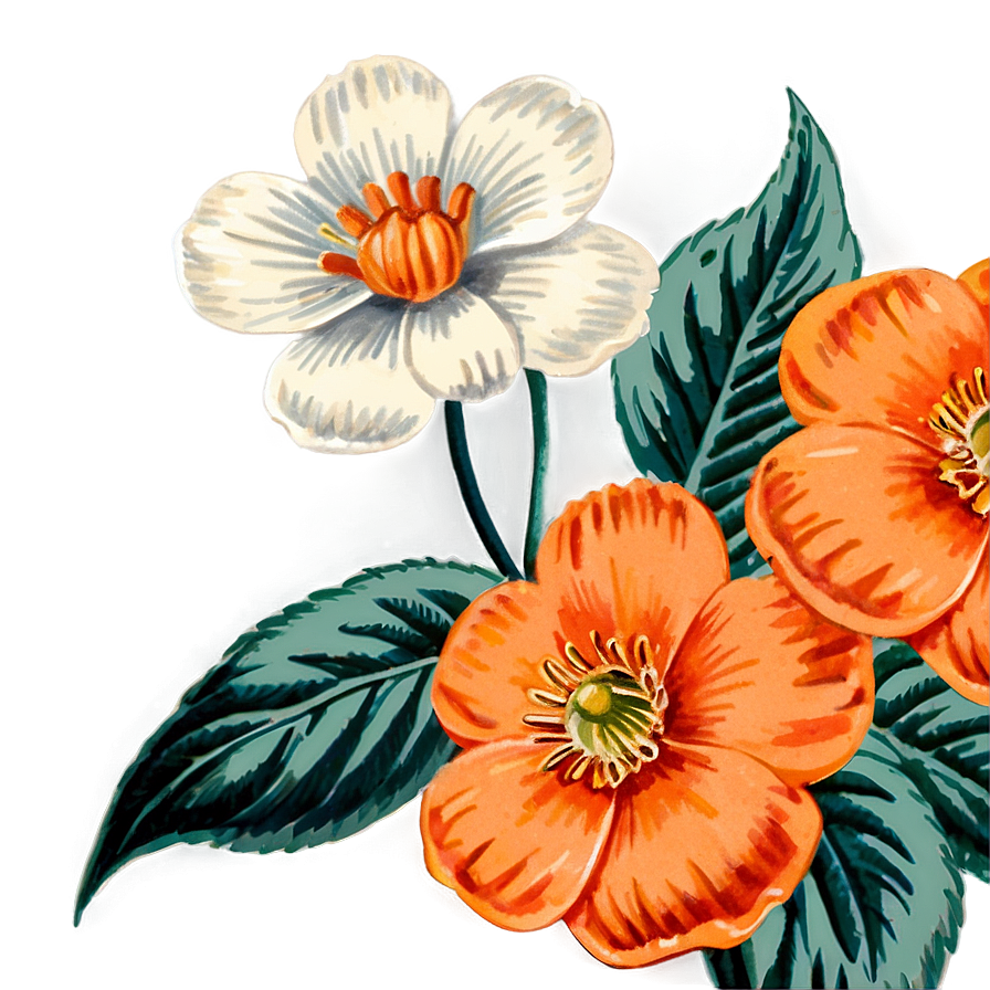 Vintage Orange Flower Png 75 PNG image