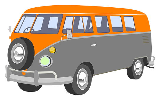 Vintage Orangeand Grey Bus Illustration PNG image