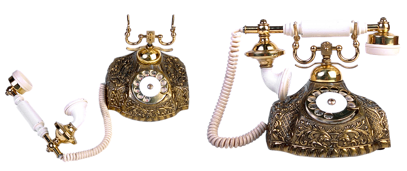 Vintage Ornate Rotary Telephones PNG image