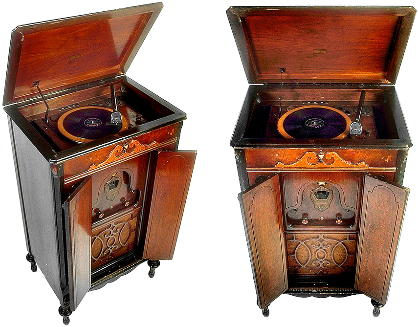 Vintage Phonograph Open Cabinet PNG image