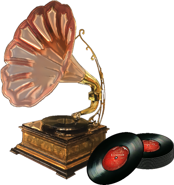 Vintage Phonographwith Vinyl Records PNG image