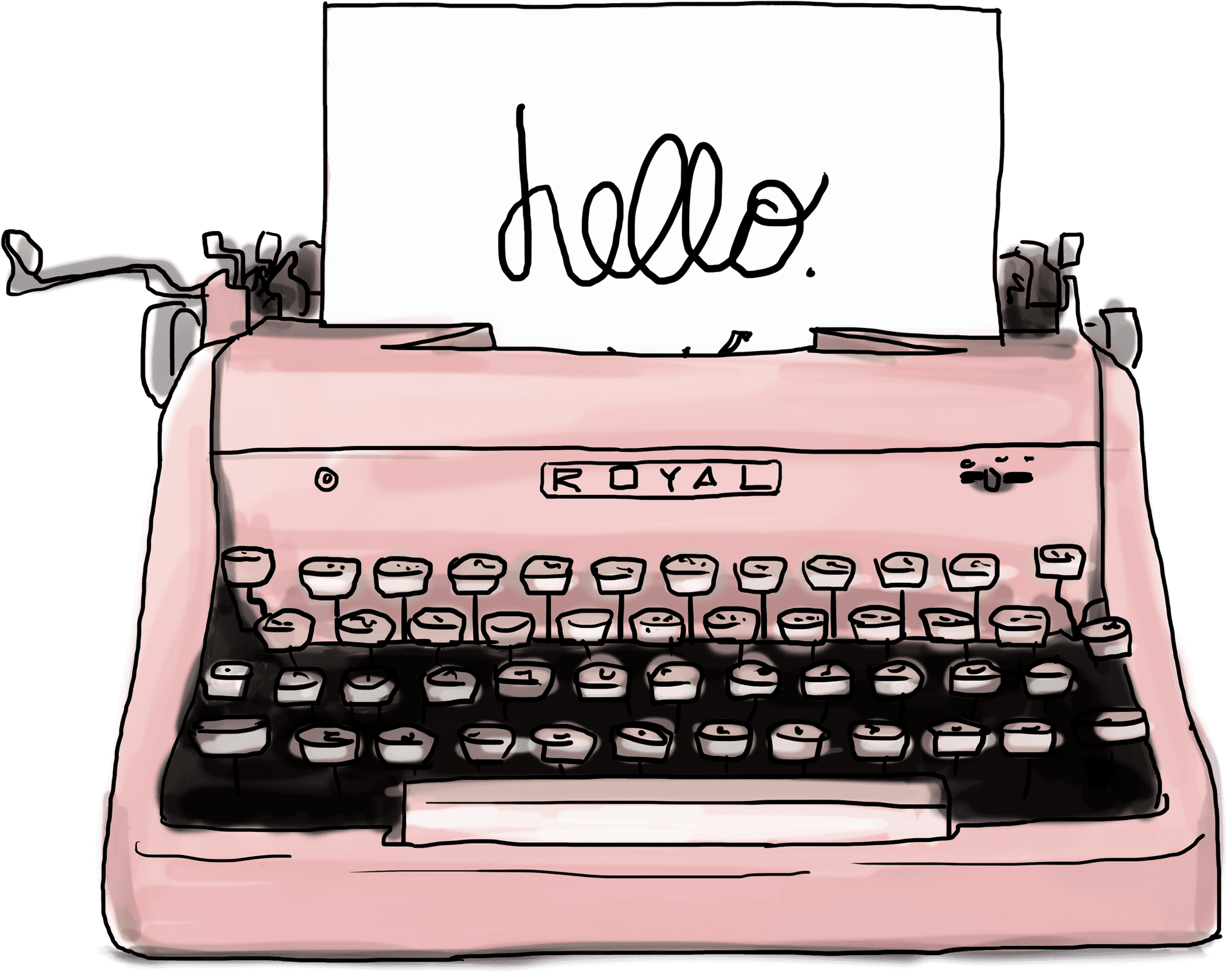 Vintage Pink Typewriter With Hello Message PNG image