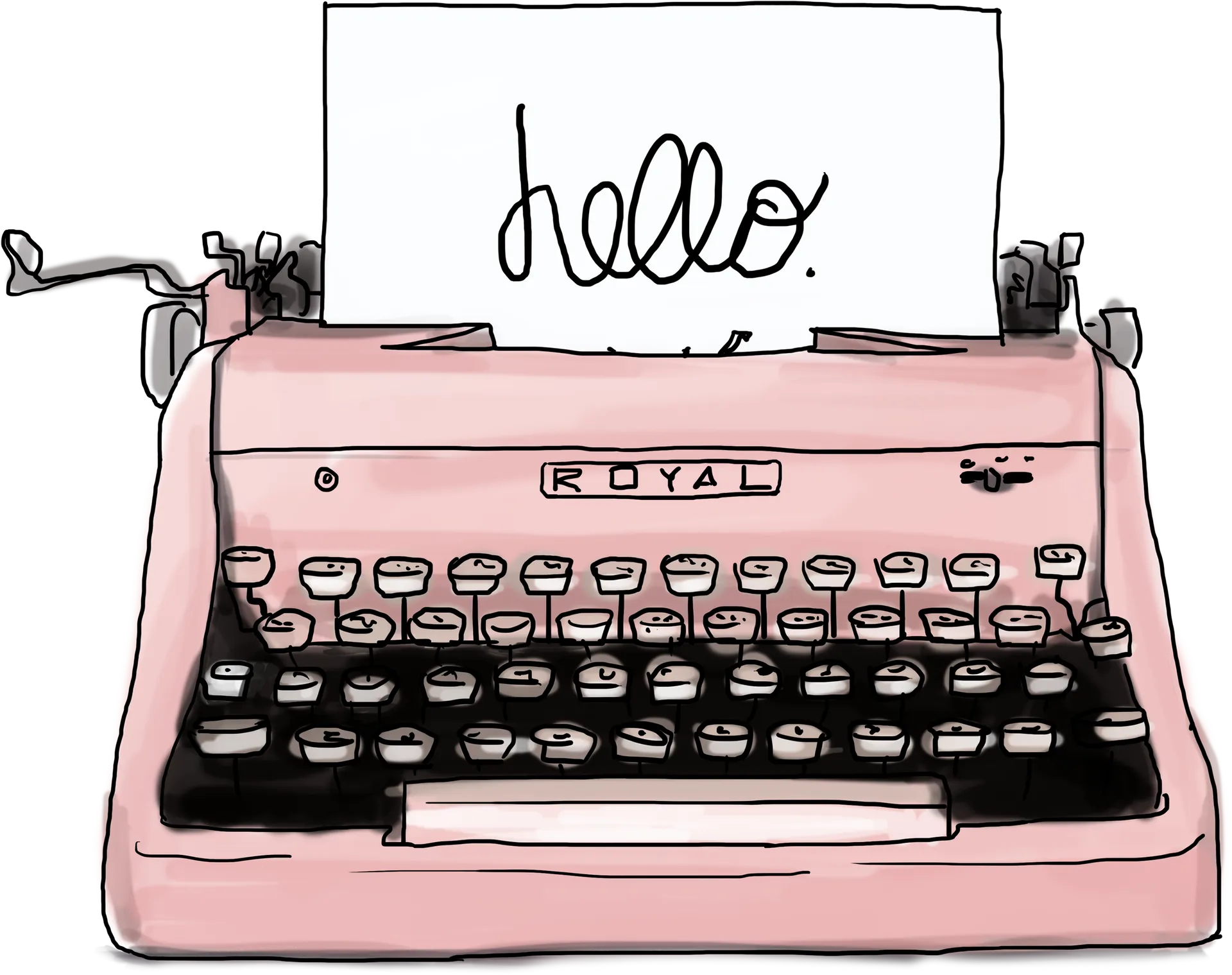 Vintage Pink Typewriter With Hello Message PNG image