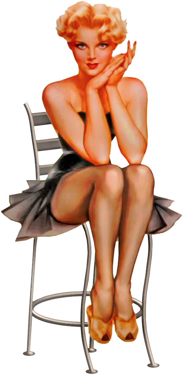 Vintage_ Pinup_ Girl_ Sitting_ On_ Chair PNG image