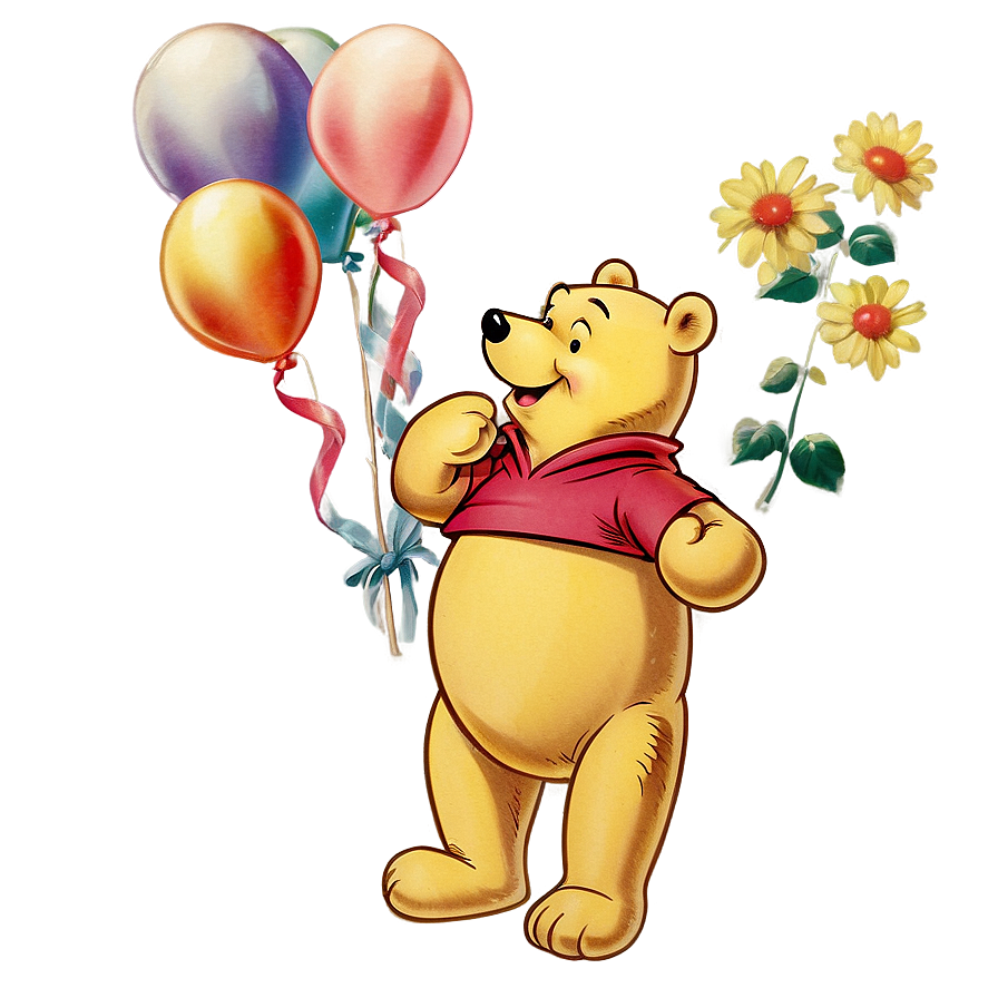 Vintage Pooh Bear Greeting Png Tkc17 PNG image