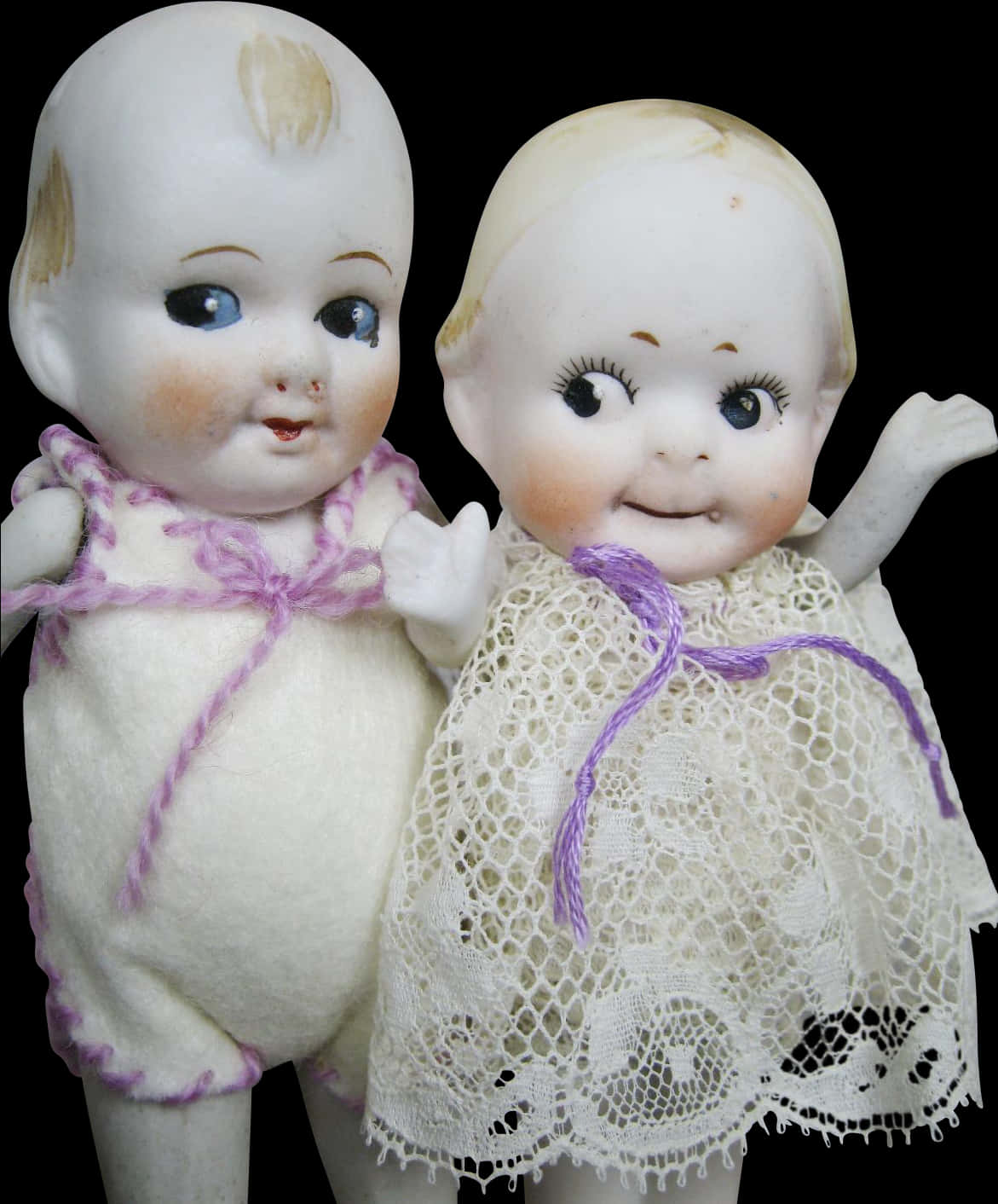 Vintage Porcelain Dollswith Googly Eyes PNG image