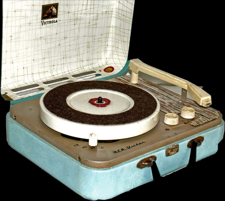 Vintage Portable Record Player PNG image