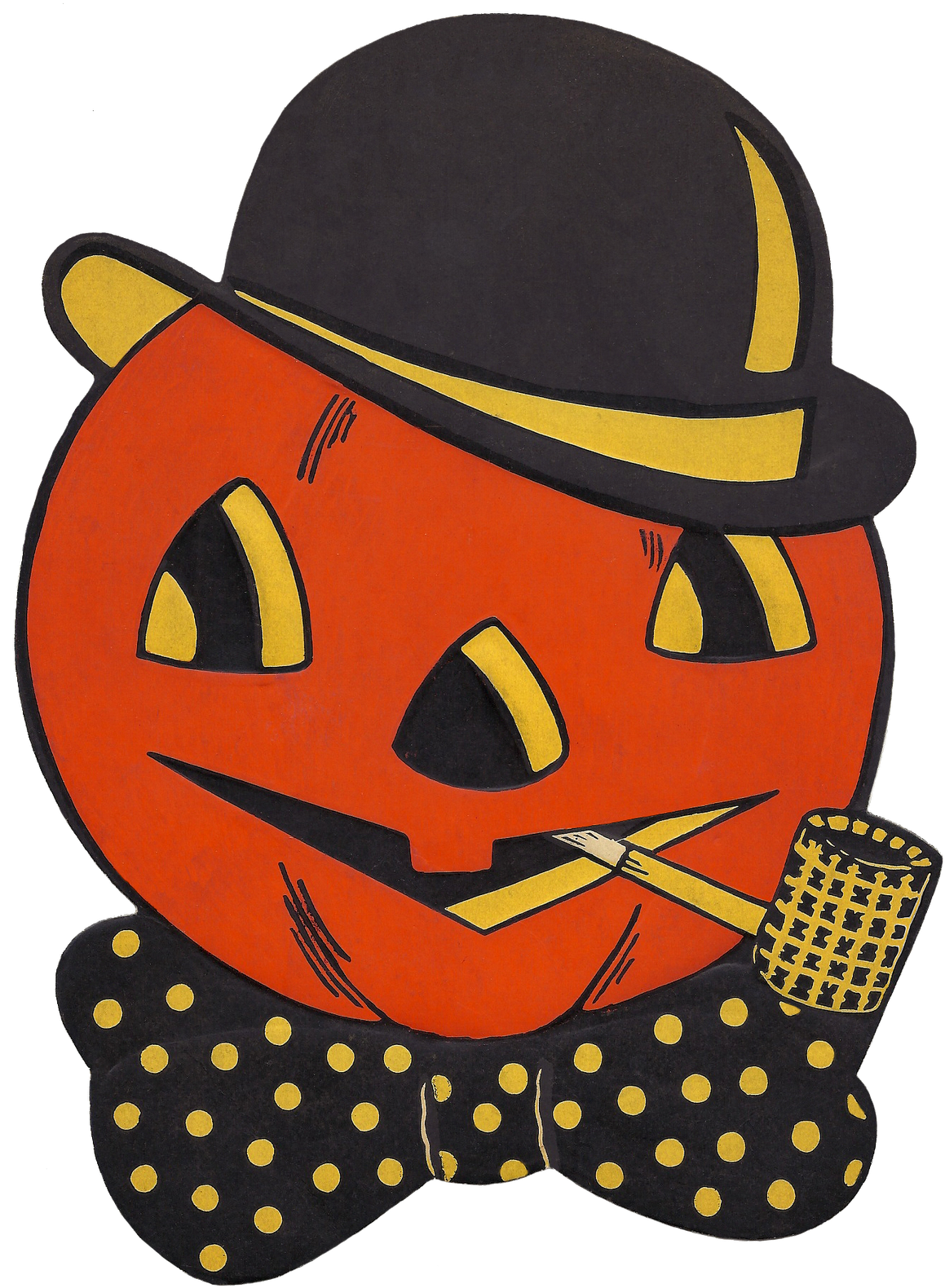 Vintage Pumpkin Gentleman Halloween Illustration PNG image