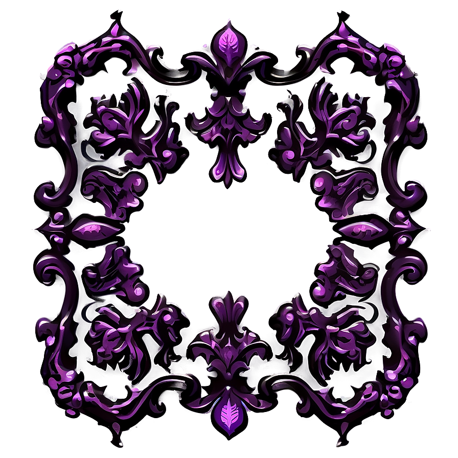 Vintage Purple Scroll Border Png 06262024 PNG image