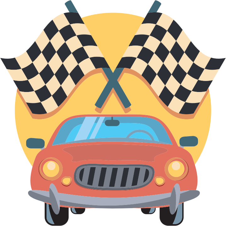 Vintage Race Car Chequered Flags PNG image