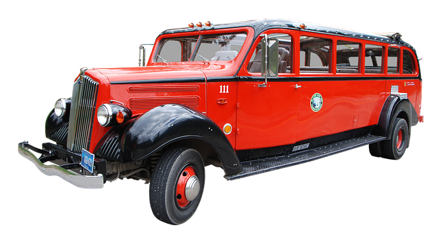 Vintage Red Bus Isolated PNG image