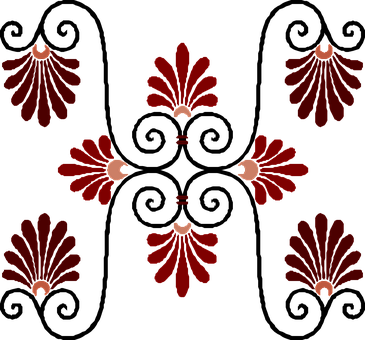 Vintage Red Floral Symmetry Pattern PNG image