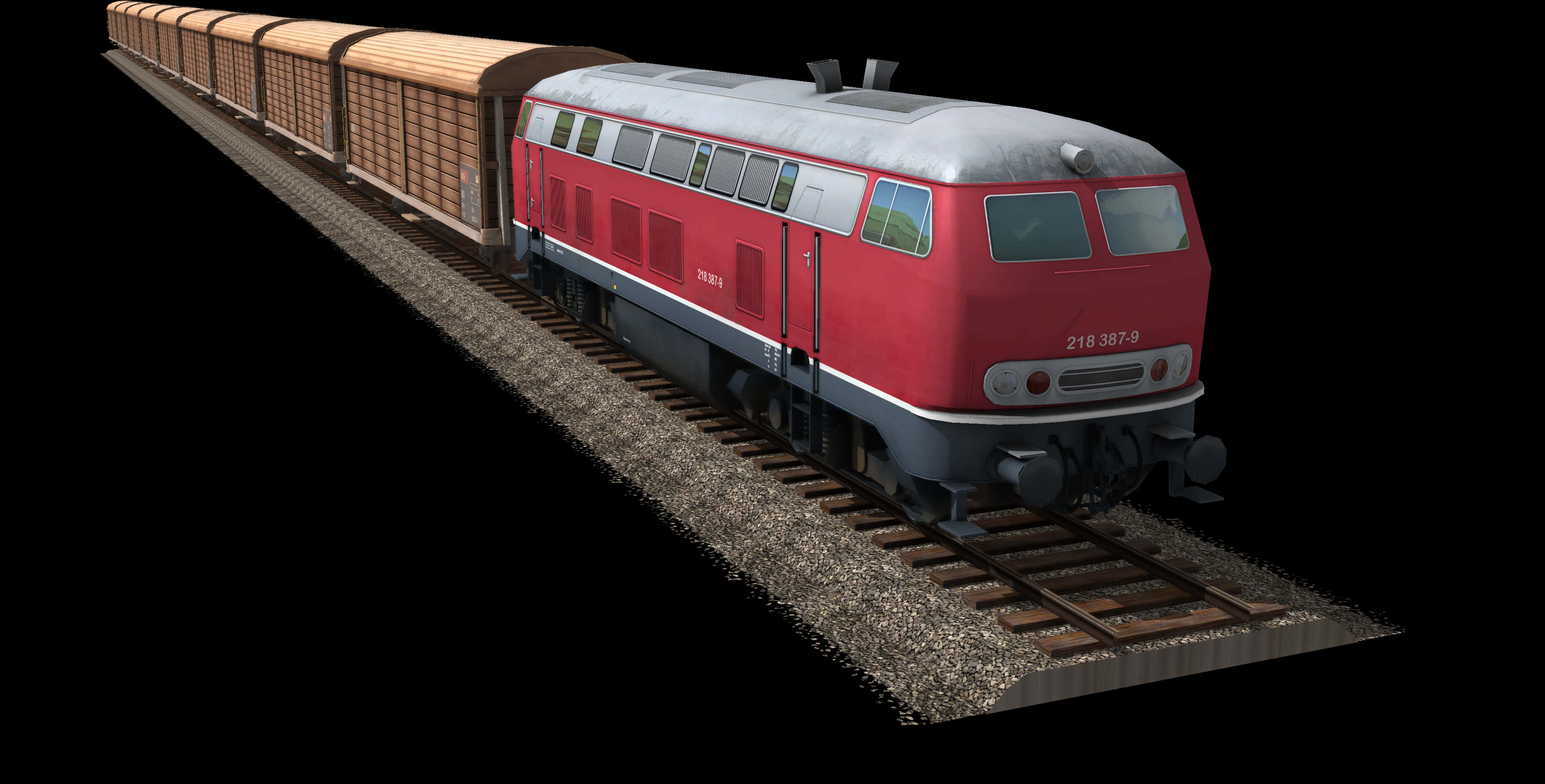 Vintage Red Locomotiveon Tracks PNG image