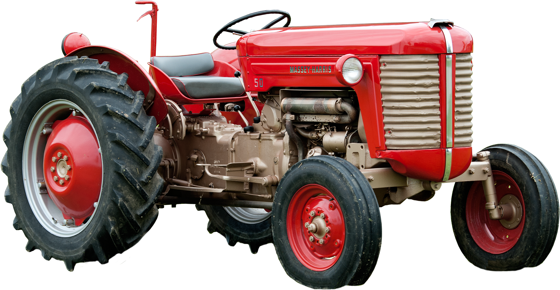 Vintage Red Massey Harris Tractor PNG image