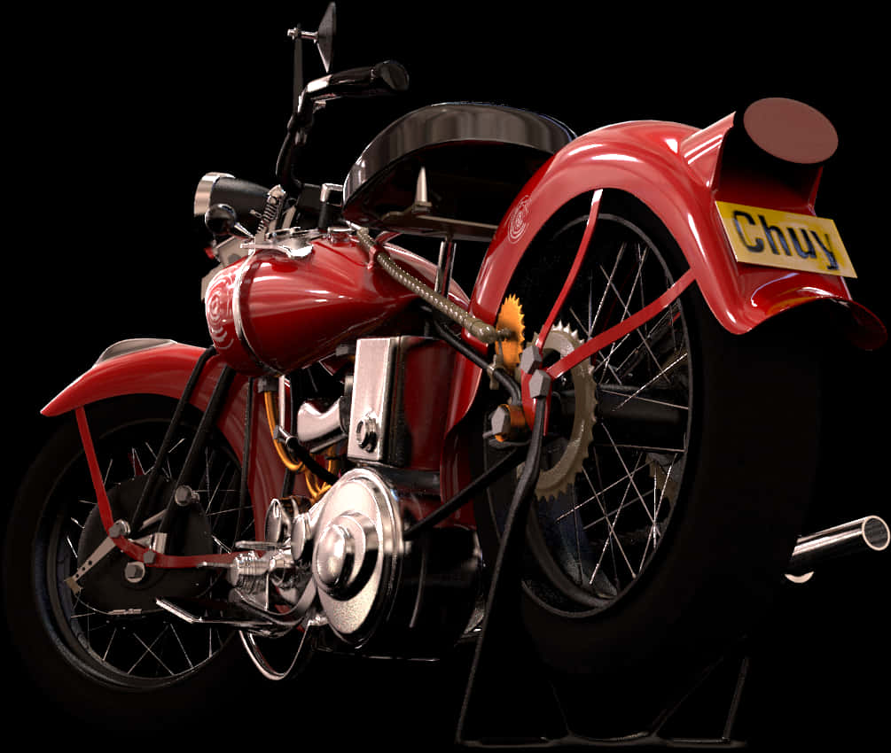 Vintage Red Motorcycle Black Background PNG image