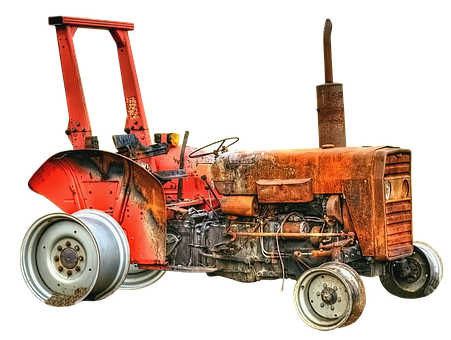Vintage Red Tractor Isolatedon Black PNG image