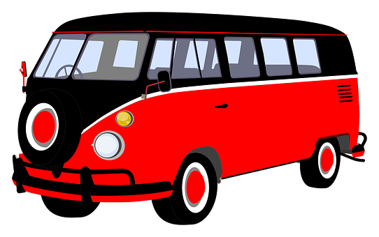 Vintage Redand Black Bus Illustration PNG image