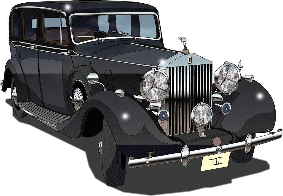 Vintage Rolls Royce Classic Car Illustration PNG image