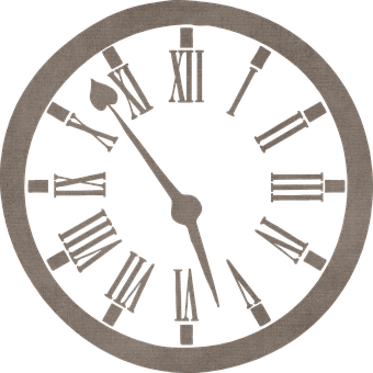 Vintage Roman Numerals Clock Face PNG image