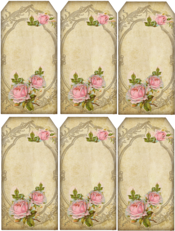 Vintage Rose Decorative Cards Set PNG image