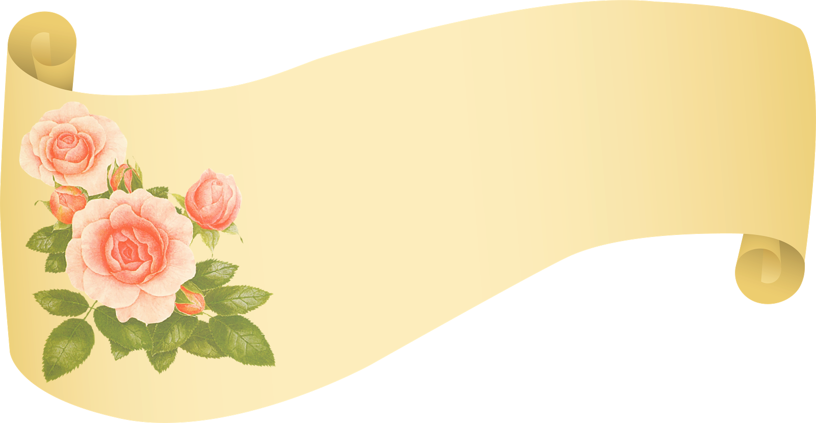 Vintage Rose Scroll Banner PNG image