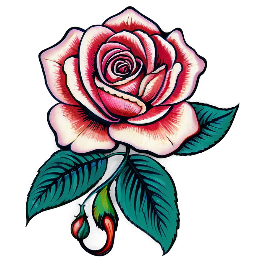 Vintage Rose Tattoo Graphic Png Drc PNG image