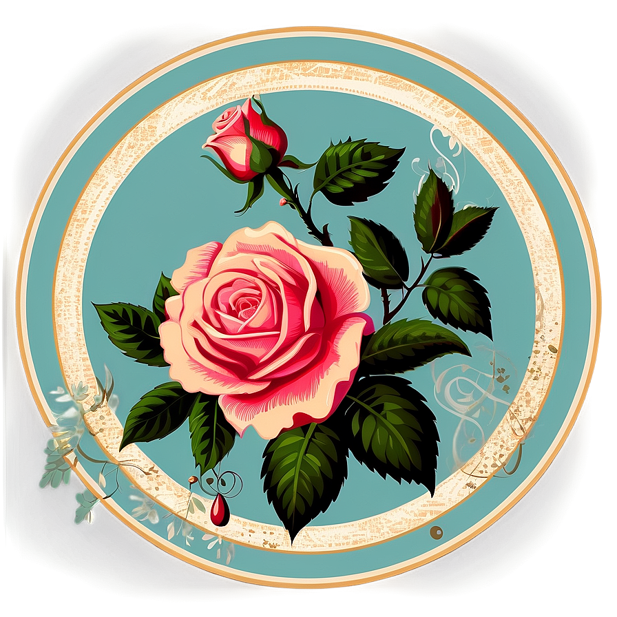 Vintage Rose Vector Graphic Png Tbg14 PNG image