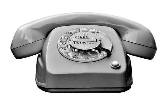 Vintage Rotary Phone Blackand White PNG image
