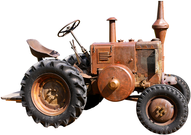 Vintage Rusty Tractor Isolated PNG image