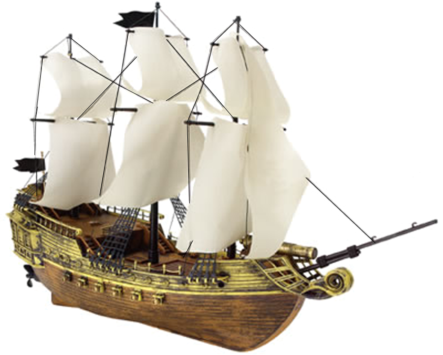 Vintage Sailing Ship Model PNG image