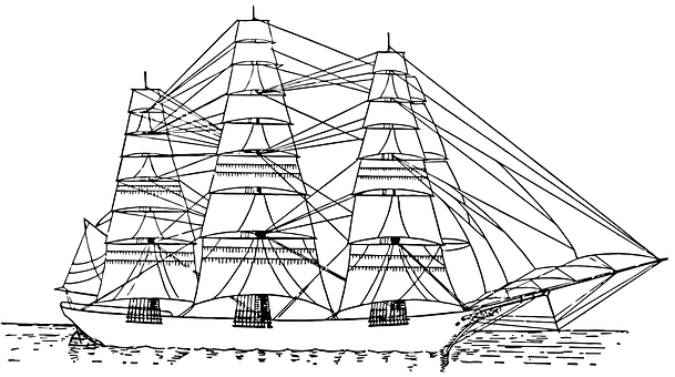 Vintage Sailing Ship Sketch PNG image