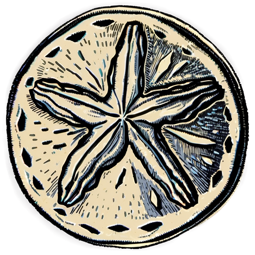 Vintage Sand Dollar Drawing Png Ptq PNG image